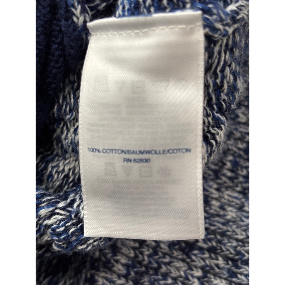 Lands End Drifter Full Zip Sweater Blue White Marled Cotton Cable Knit Womens S - Picture 5 of 6